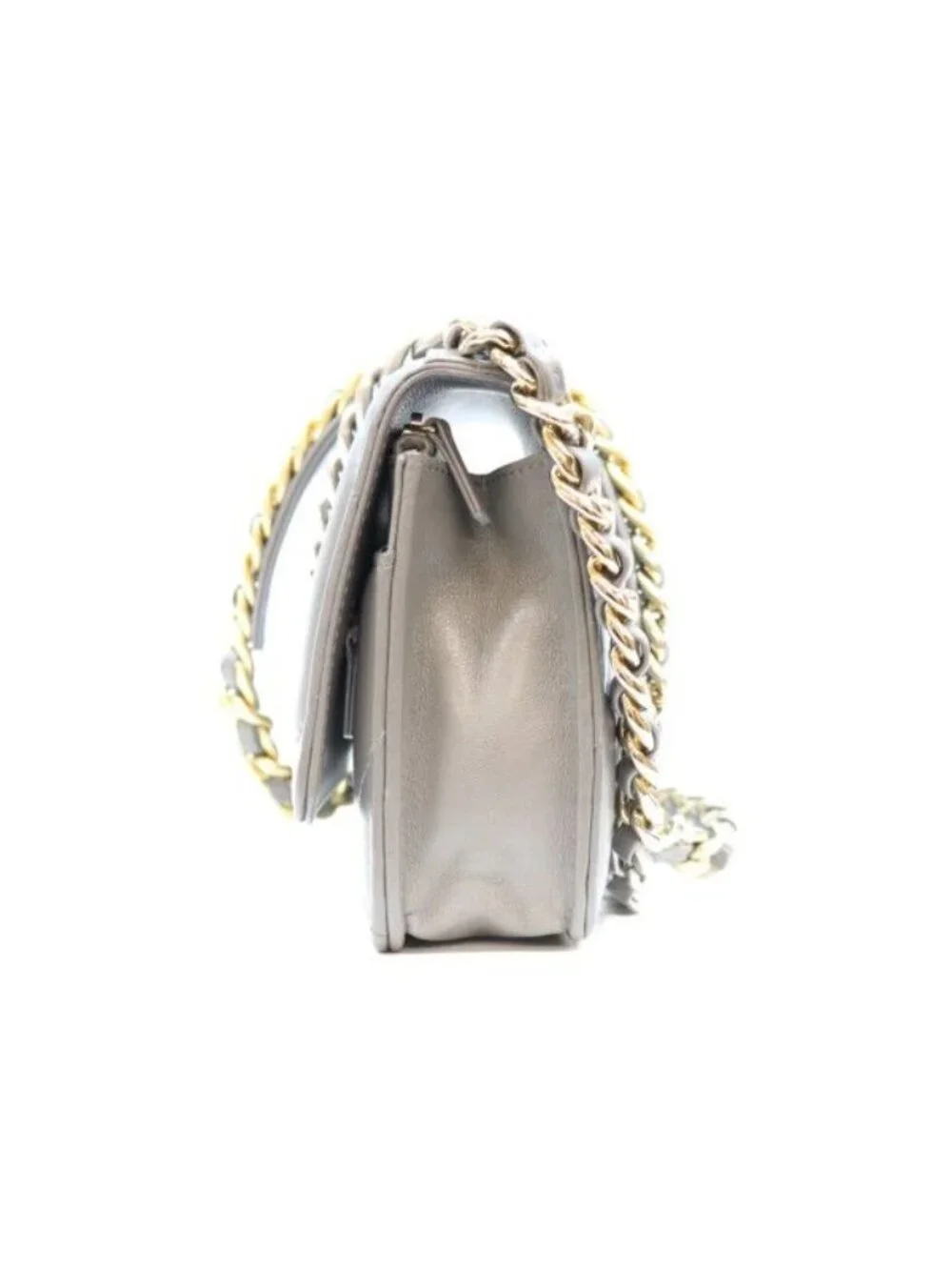 Chanel Gray Lamb 19 Chain Wallet Shoulder